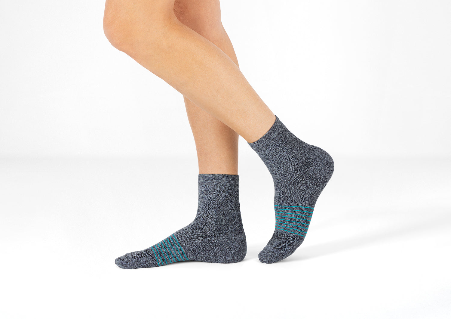 Compression Ankle Socks 15-20 mmHg - Gray/Teal Stripe - Image 2