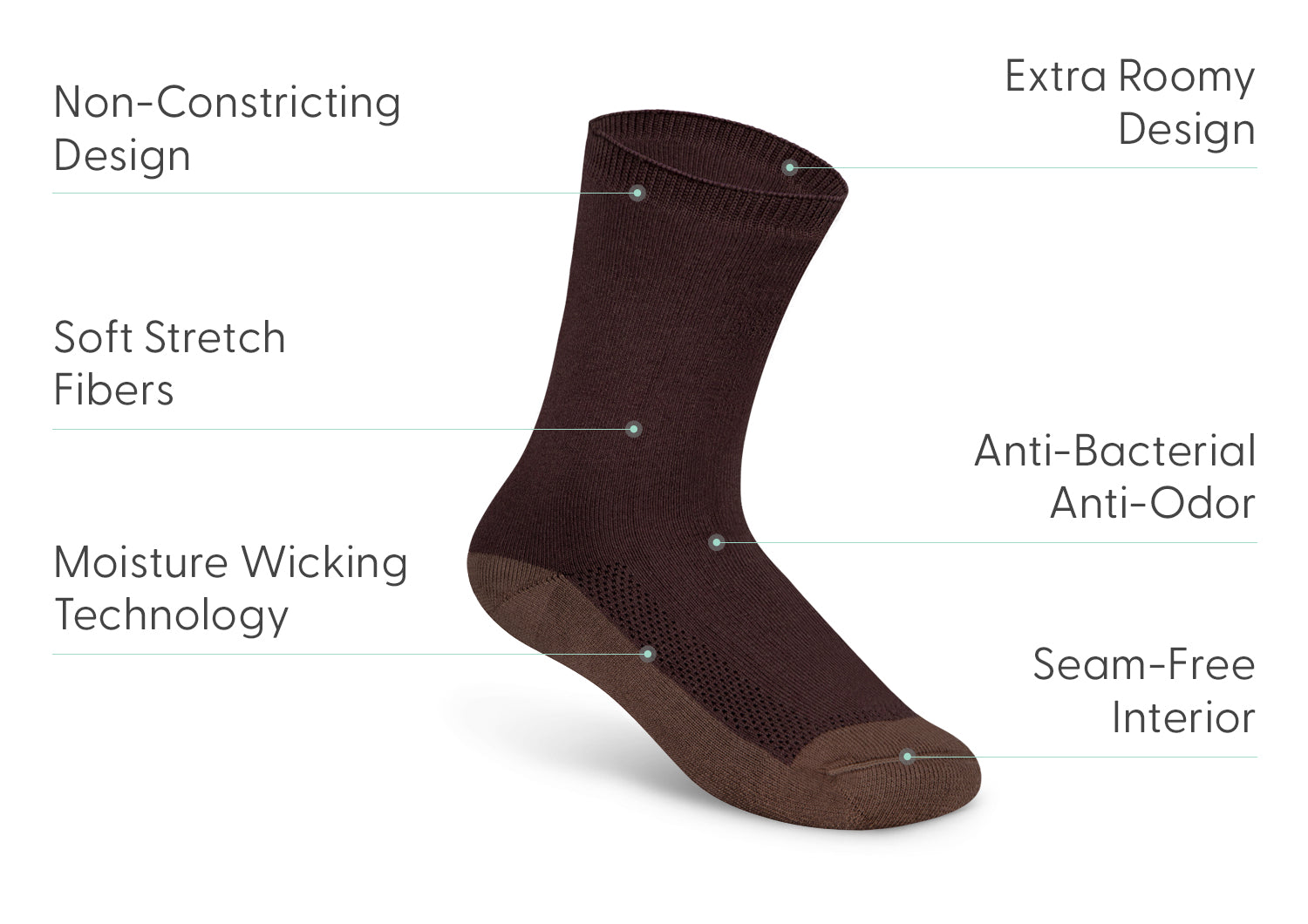 Extra Roomy Socks (Thick) - Dark Brown - Image 3